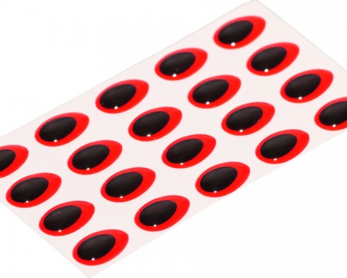 3D Epoxy Teardrop Eyes, Fluo Red, 7 mm